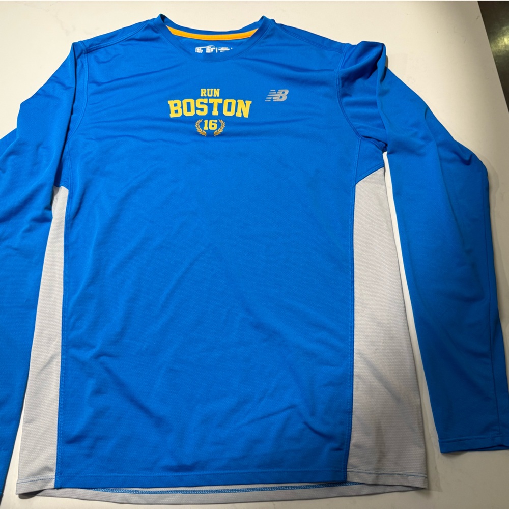 New Balance Blue and Orange Boston marathon running Athletic Shirt